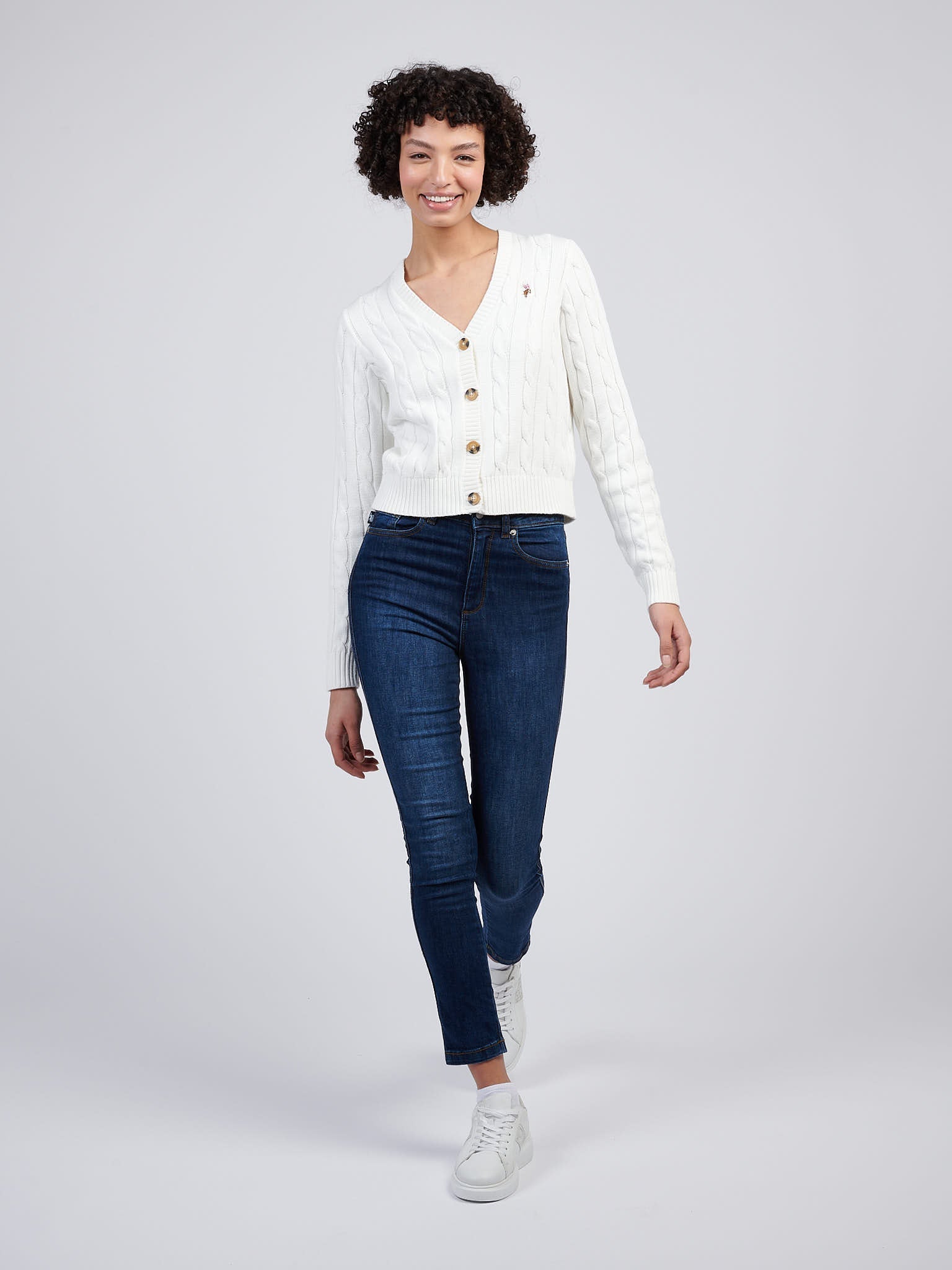 Womens Cable Knit Cardigan Marshmallow