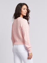 Womens Cable Knit Cardigan Crystal Rose