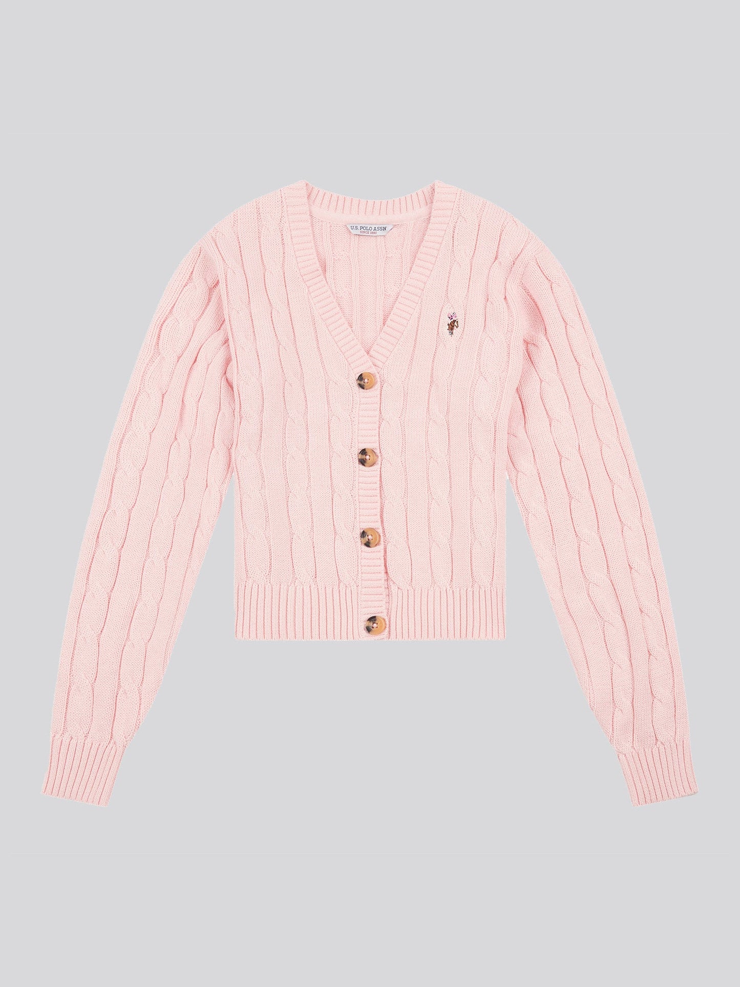 Womens Cable Knit Cardigan Crystal Rose