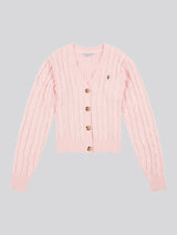 Womens Cable Knit Cardigan Crystal Rose