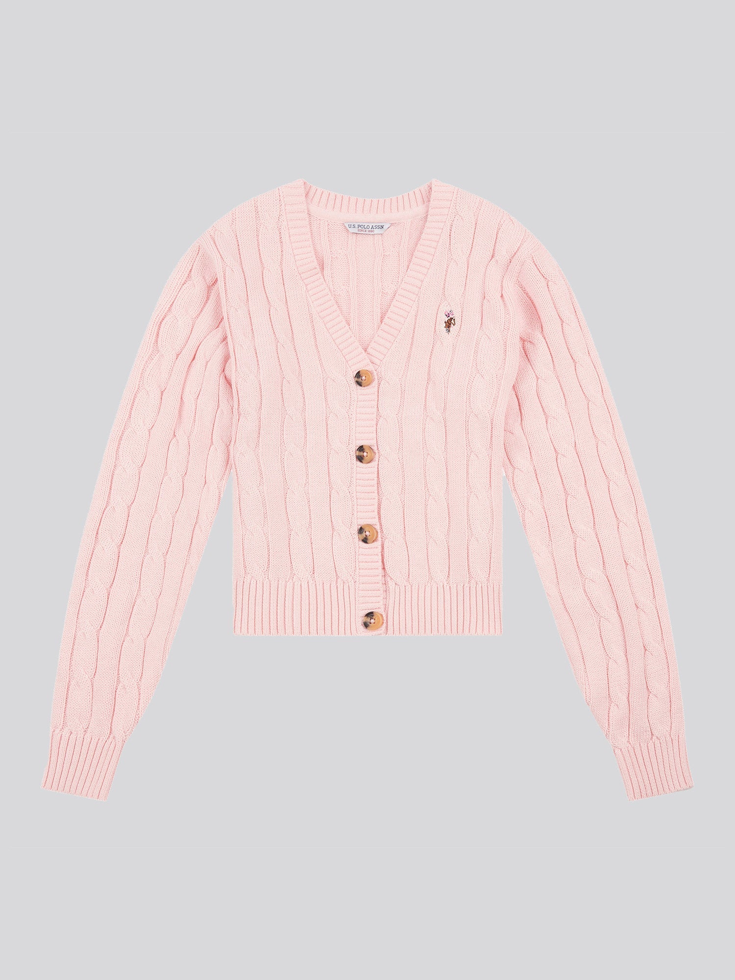 Womens Cable Knit Cardigan Crystal Rose