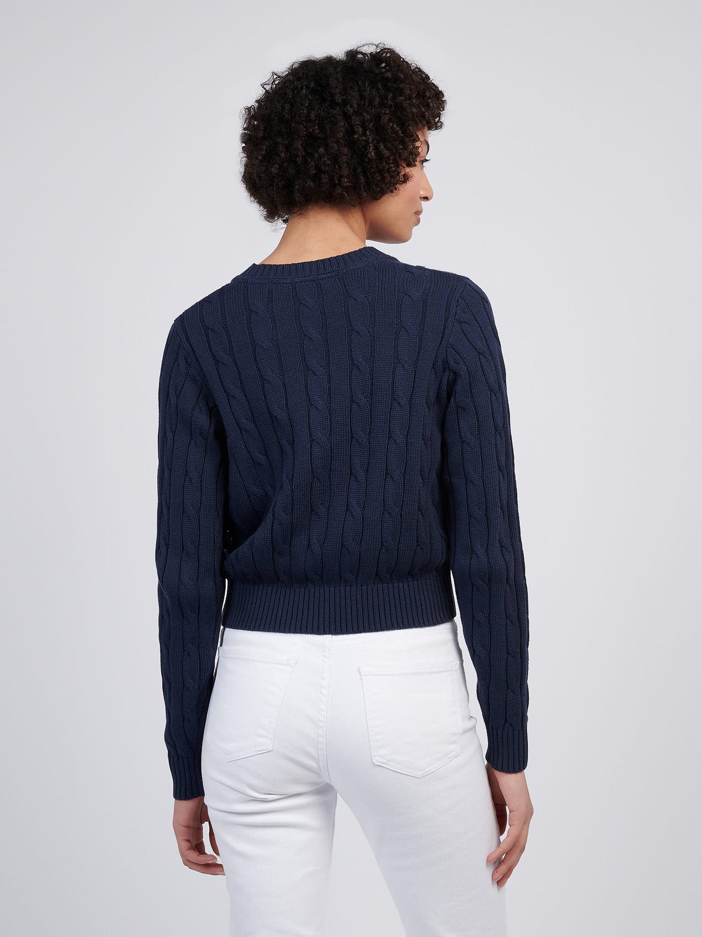 Womens Cable Knit Cardigan Navy Iris