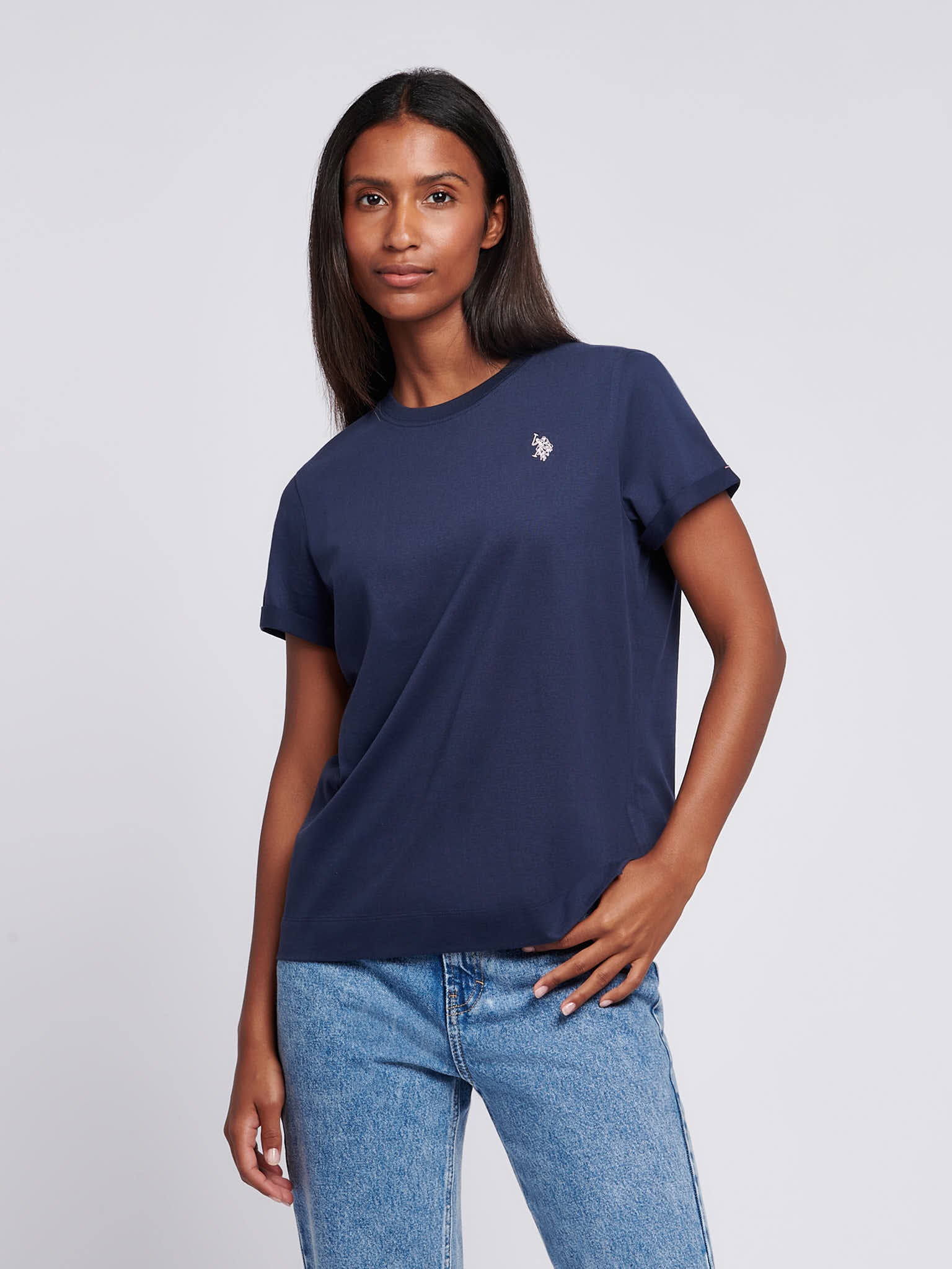 Womens Crew Neck T-Shirt Navy Iris