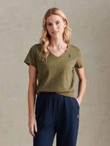 Womens V-Neck T-Shirt Kalamata Green