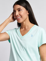 Womens V-Neck T-Shirt Blue Light