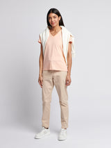 Womens V-Neck T-Shirt Peach Nectar