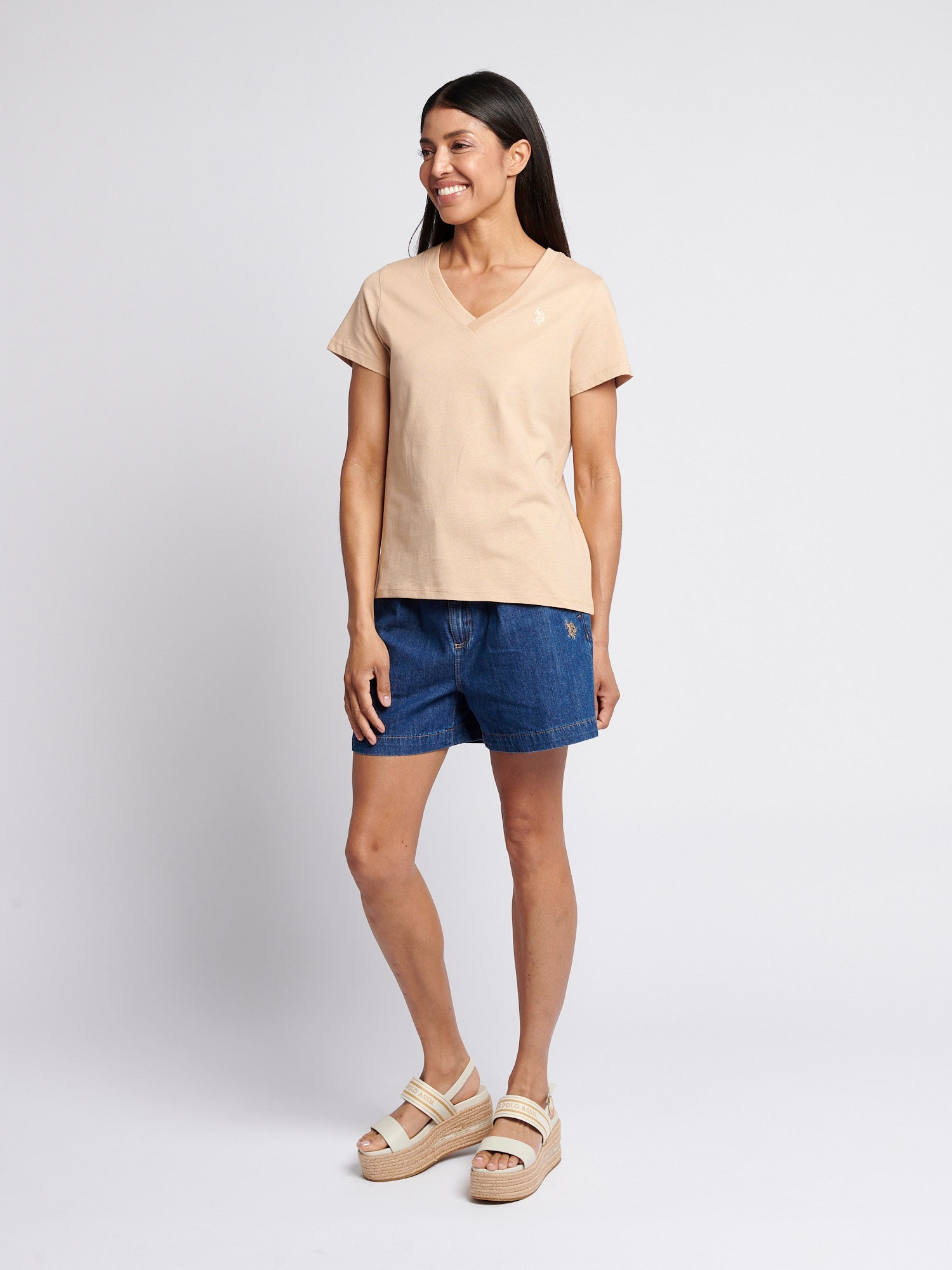 Womens V-Neck T-Shirt Cuban Sand