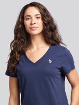 Womens V-Neck T-Shirt Navy Iris