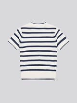 Womens Stripe Crew Neck Short Sleeve Jumper in Marshmallow