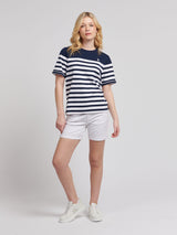 Womens Regular Fit Engineered Stripe T-Shirt in Navy Iris