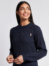 Womens Cable Knit Dress in Navy Iris