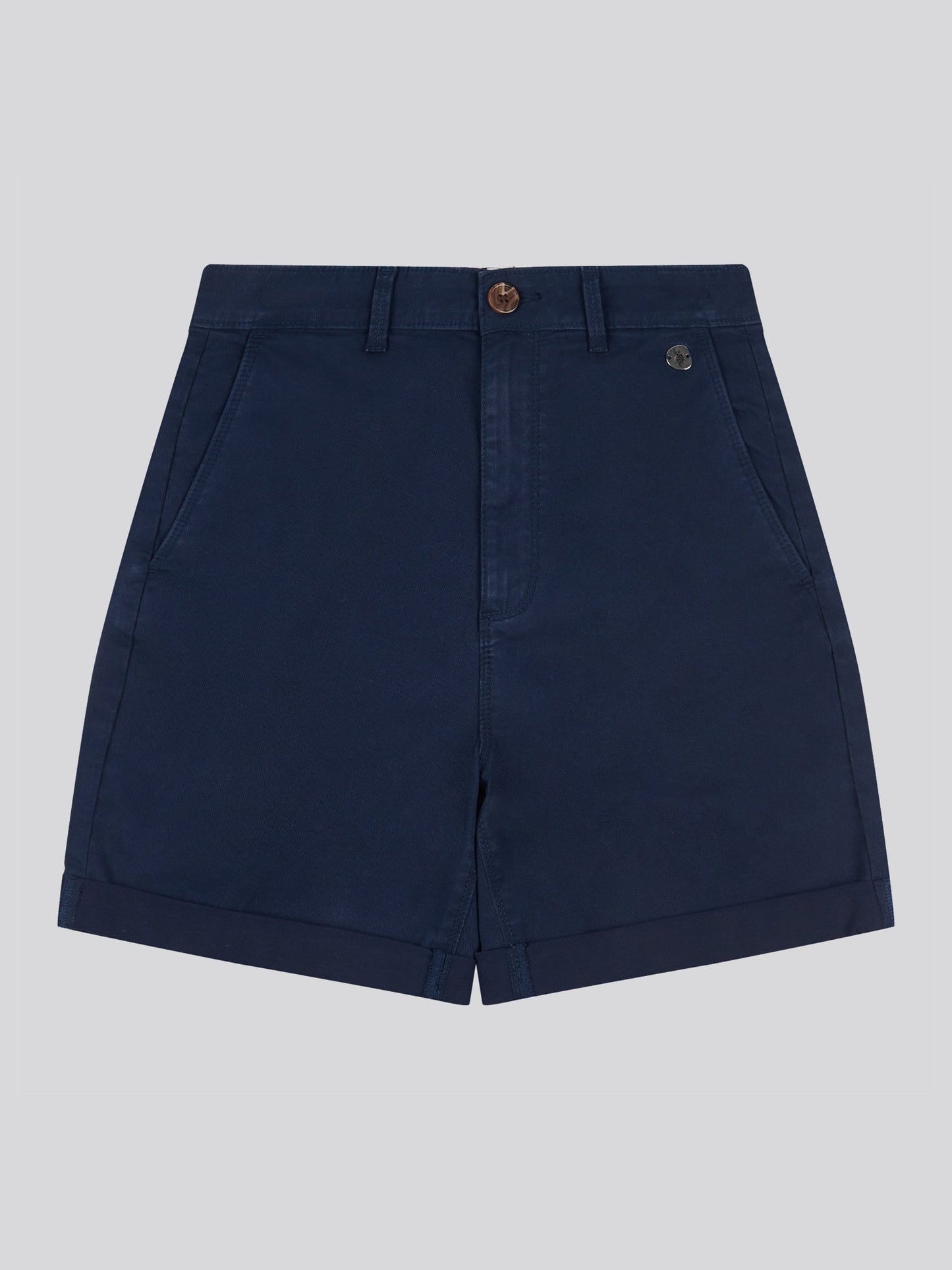 Womens Turn Up Chino Short in Navy Iris