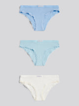 Womens 3 Pack Lace Trim Bikini Brief in Aquamarine