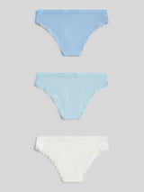 Womens 3 Pack Lace Trim Bikini Brief in Aquamarine