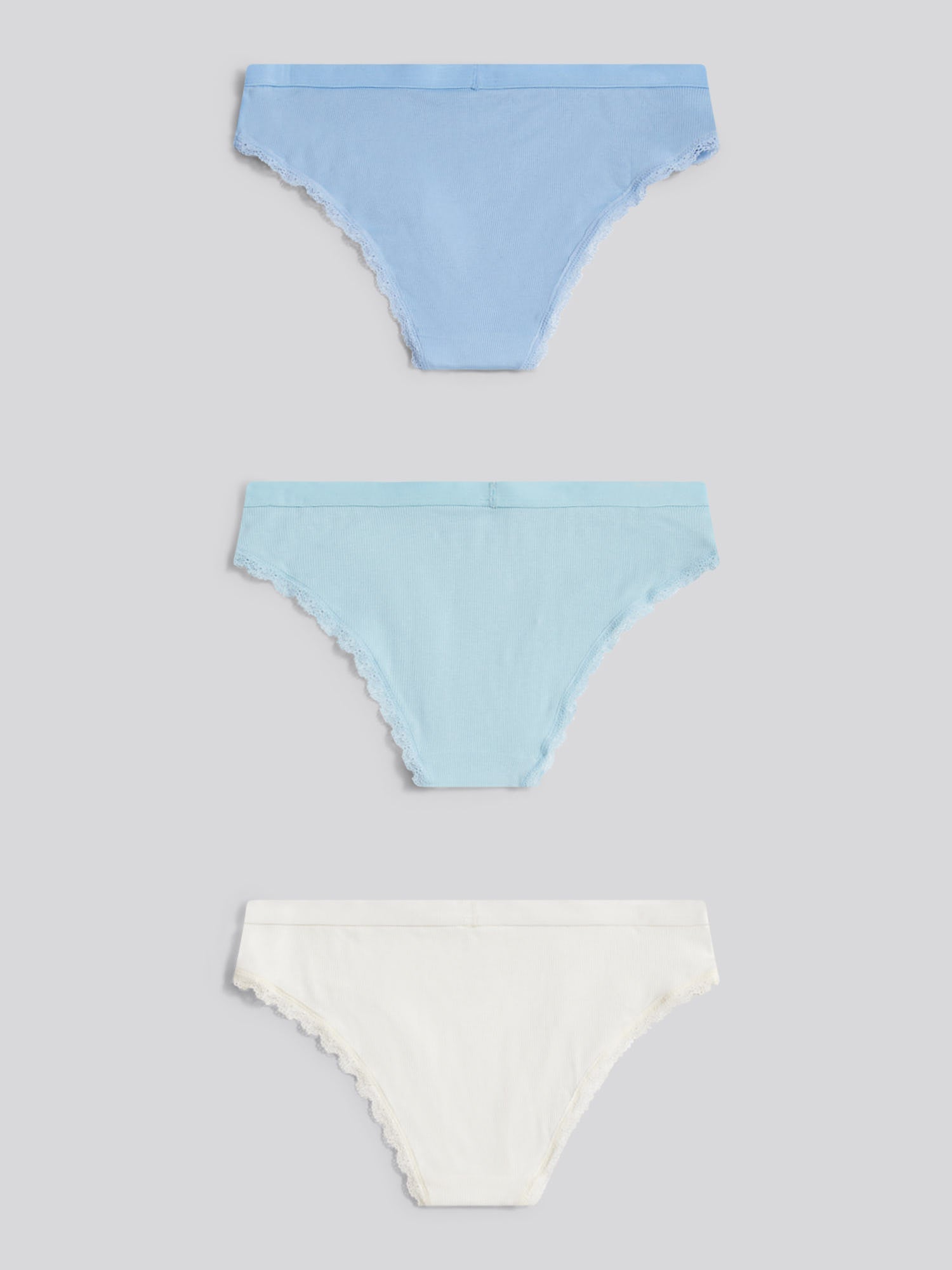 Womens 3 Pack Lace Trim Bikini Brief in Aquamarine