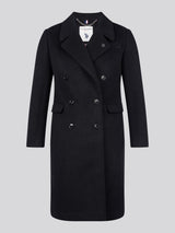 Womens Wool Blend Double Breasted Coat in Black