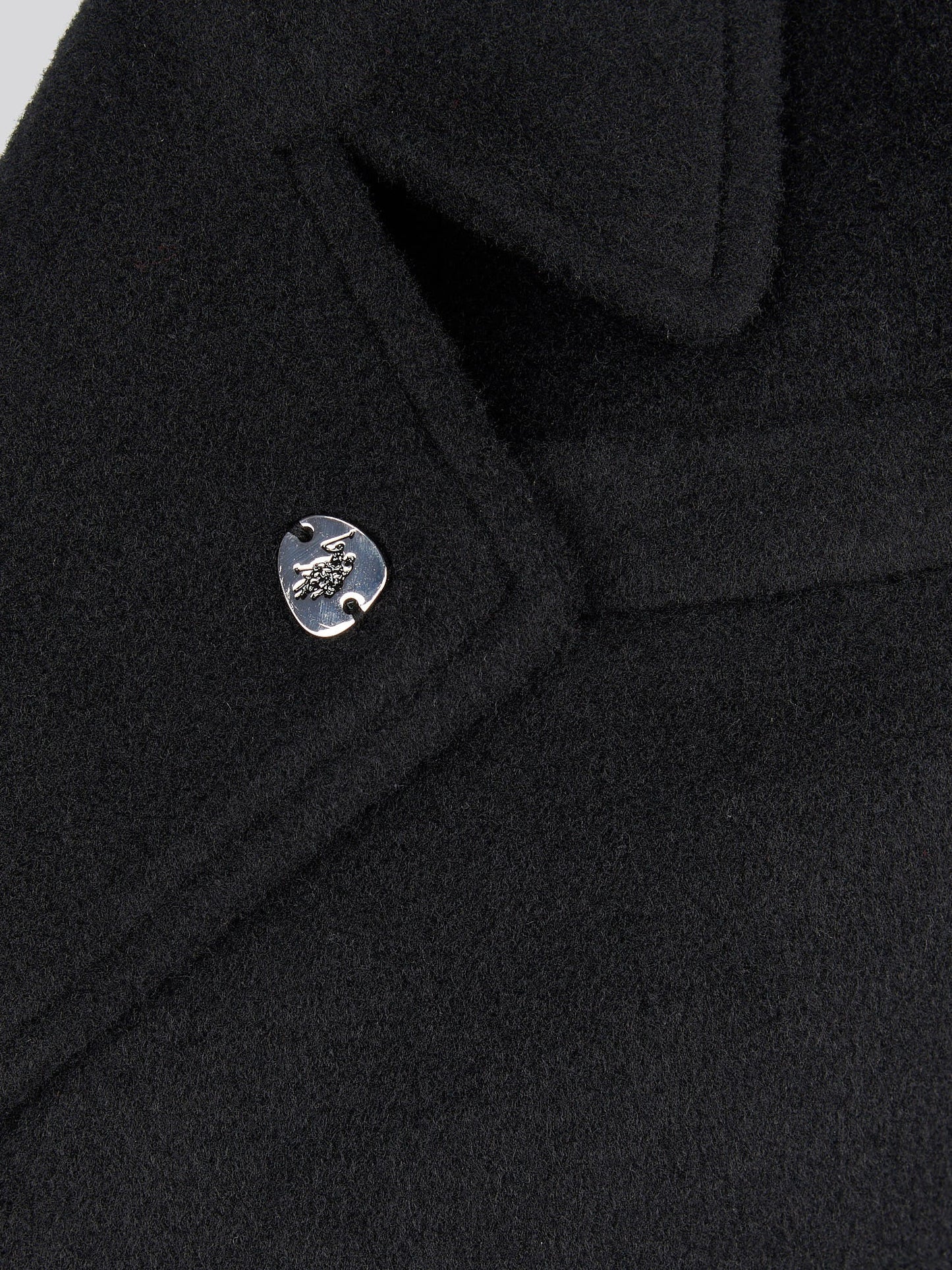 Womens Wool Blend Double Breasted Coat in Black