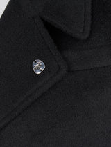 Womens Wool Blend Double Breasted Coat in Black