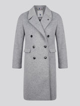 Womens Wool Blend Double Breasted Coat in Silver Filigree