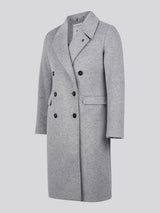 Womens Wool Blend Double Breasted Coat in Silver Filigree