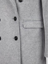 Womens Wool Blend Double Breasted Coat in Silver Filigree