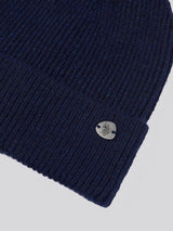 Womens Lurex Fur Bobble Beanie in Navy Iris