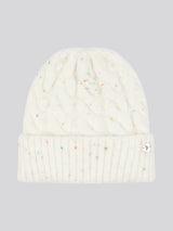 Womens Nap Yarn Cable Knit Beanie in Marshmallow