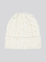 Womens Nap Yarn Cable Knit Beanie in Marshmallow