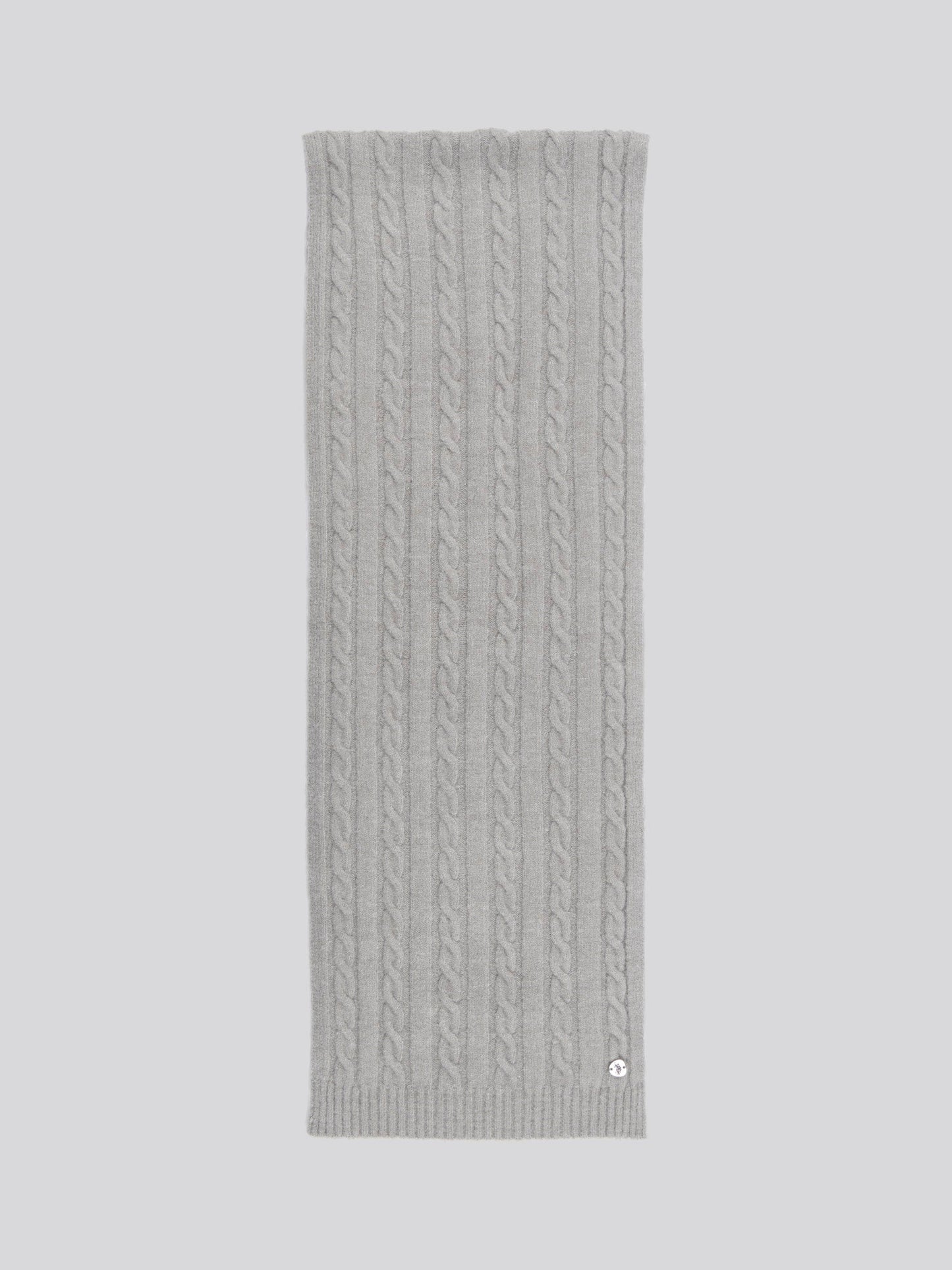 Womens Hanging Signature Cable Knit Scarf in Pearl Grey Marl