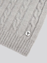 Womens Hanging Signature Cable Knit Scarf in Pearl Grey Marl