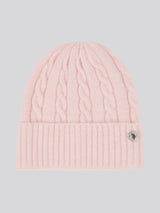 Womens Signature Cable Knit Beanie & Gloves Set in Crystal Rose