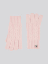 Womens Signature Cable Knit Beanie & Gloves Set in Crystal Rose