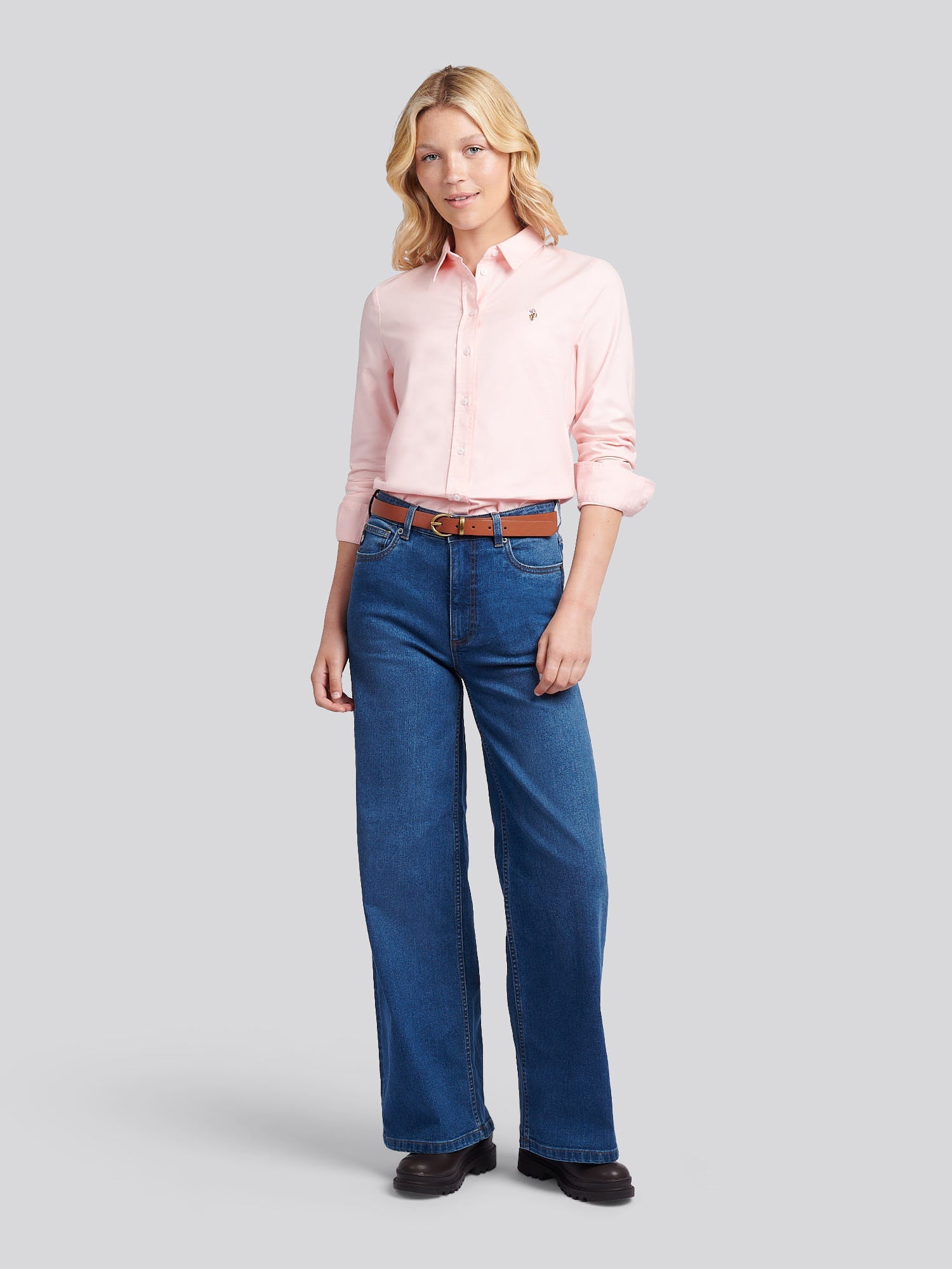 Womens Classic Fit Poplin Shirt Crystal Rose