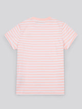 Womens Stripe Crew Neck T-Shirt Crystal Rose