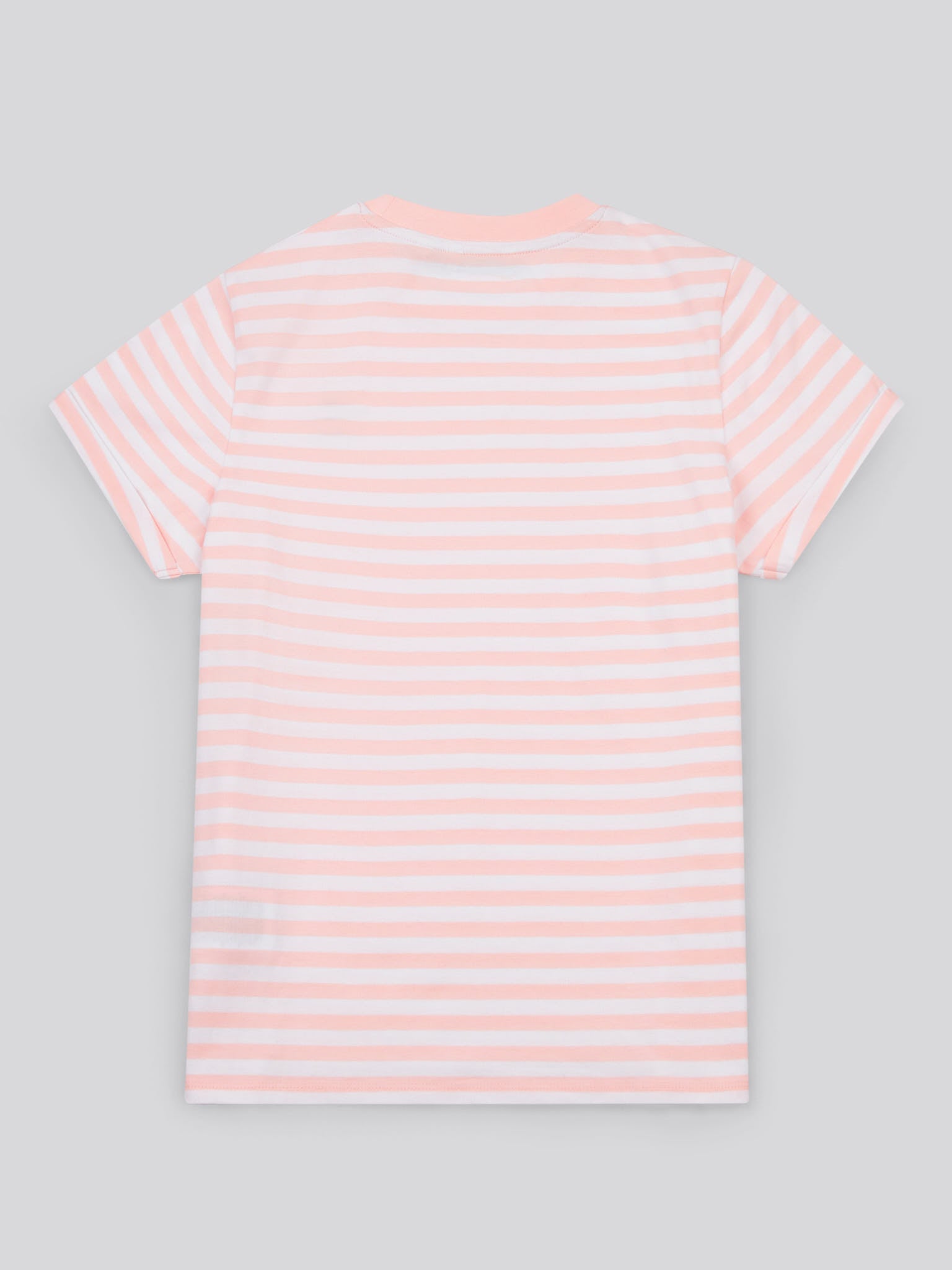 Womens Stripe Crew Neck T-Shirt Crystal Rose