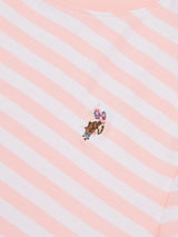 Womens Stripe Crew Neck T-Shirt Crystal Rose