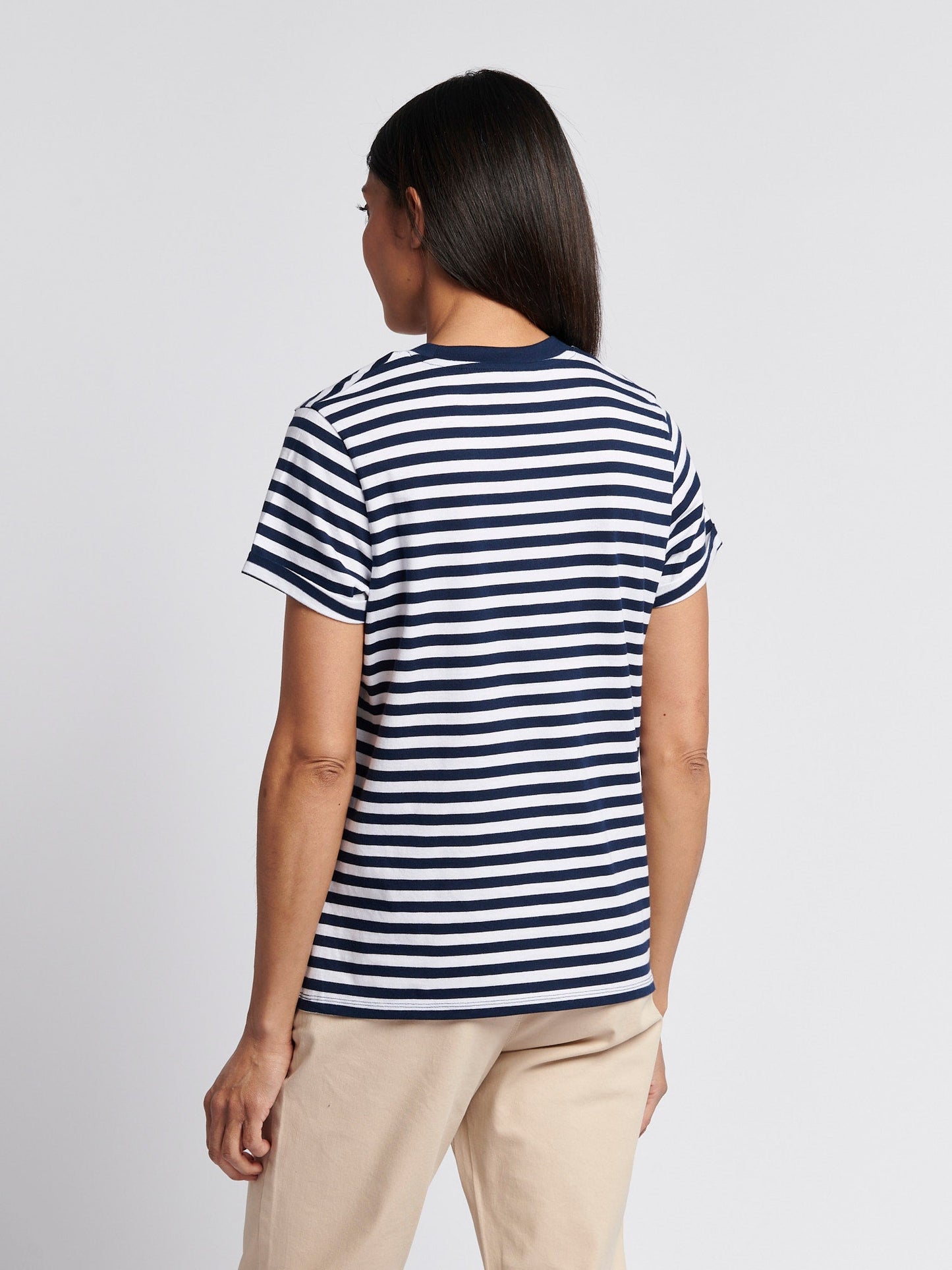 Womens Stripe Crew Neck T-Shirt Navy Iris