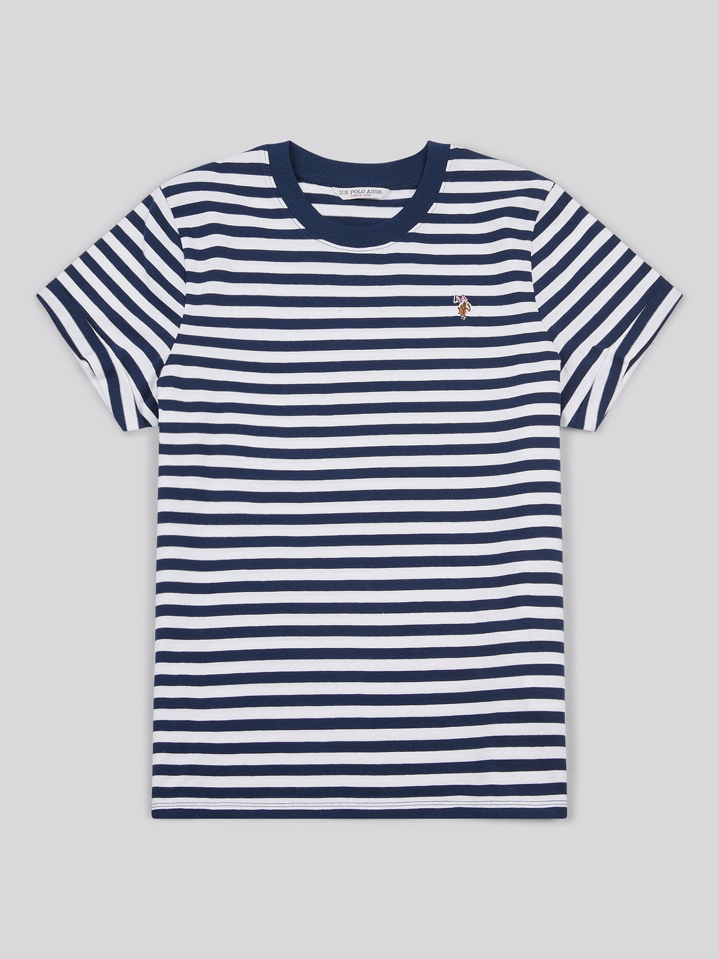 Womens Stripe Crew Neck T-Shirt Navy Iris