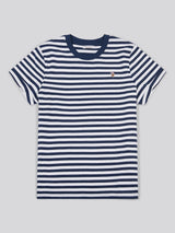 Womens Stripe Crew Neck T-Shirt Navy Iris