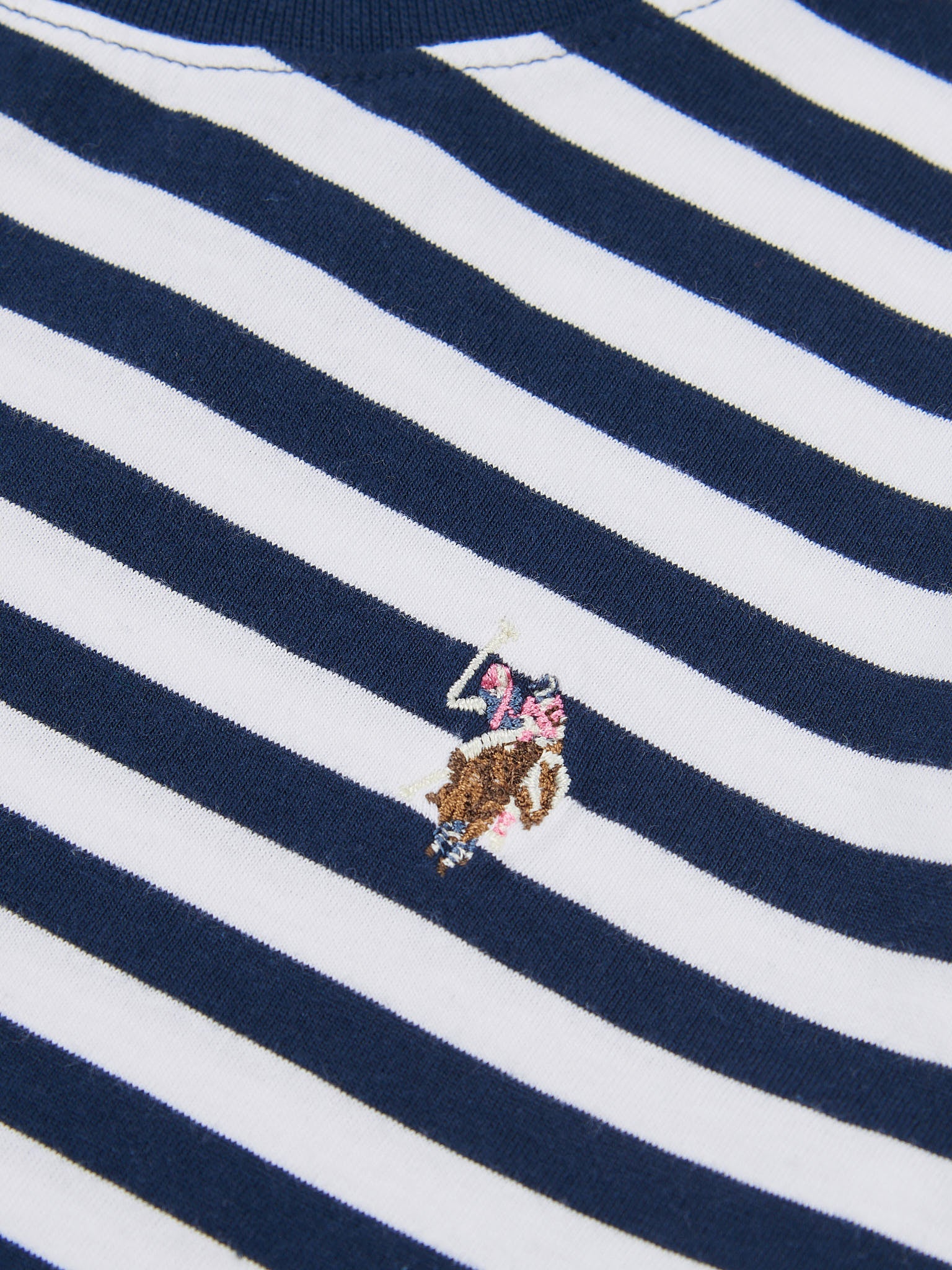 Womens Stripe Crew Neck T-Shirt Navy Iris