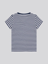 Womens Stripe V-Neck Neck T-Shirt Navy Iris