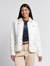 Womens Quilted Collared Jacket in Marshmallow