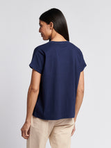 Womens Premium Graphic Grown On Sleeve T-Shirt in Navy Iris