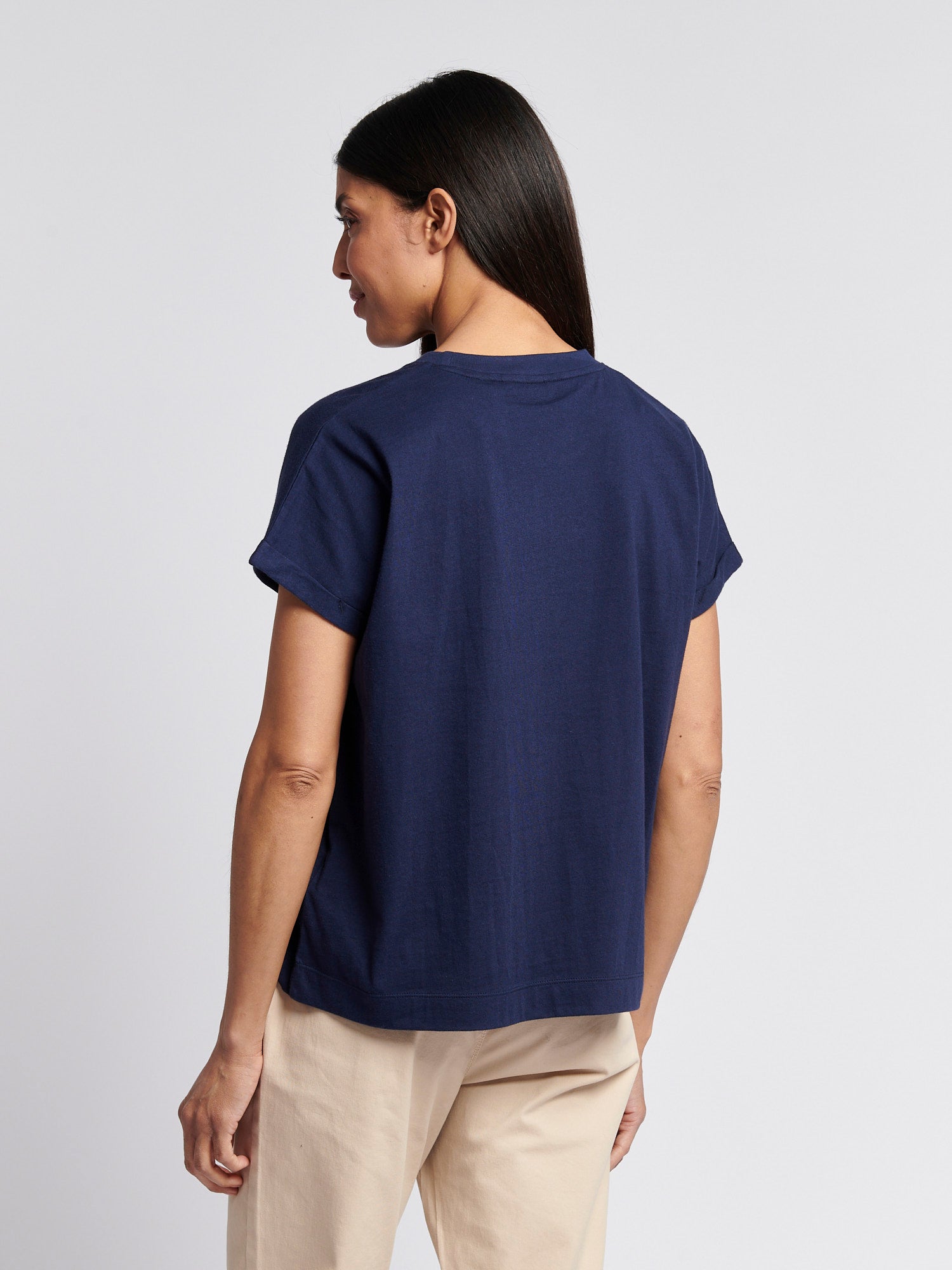 Womens Premium Graphic Grown On Sleeve T-Shirt in Navy Iris