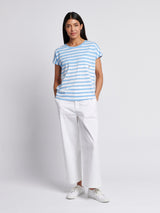 Womens Stripe Slub  T-Shirt in Vista Blue