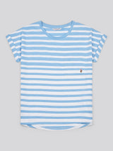 Womens Stripe Slub  T-Shirt in Vista Blue