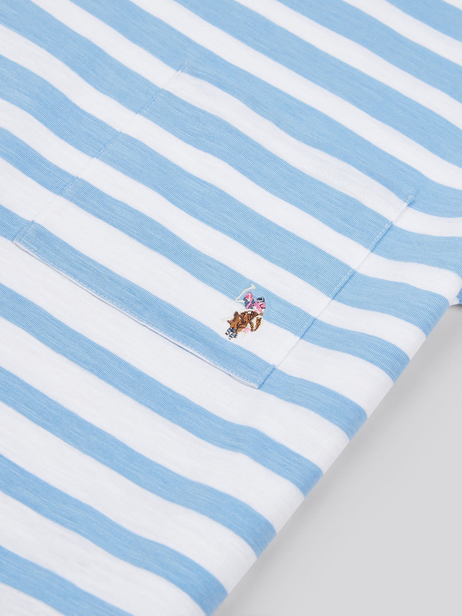 Womens Stripe Slub  T-Shirt in Vista Blue