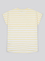 Womens Stripe Slub  T-Shirt in Pastel Yellow