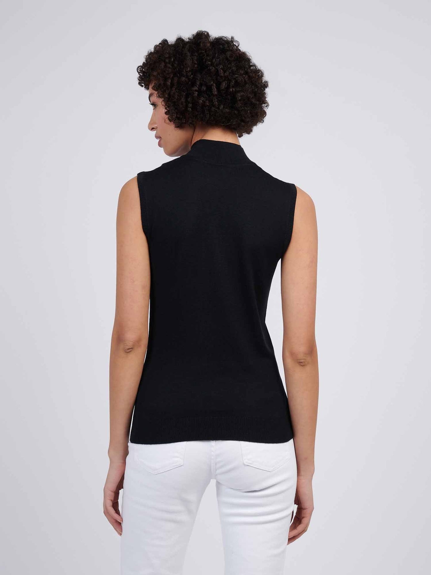 Womens Mock Neck Sleeveless Knit Black