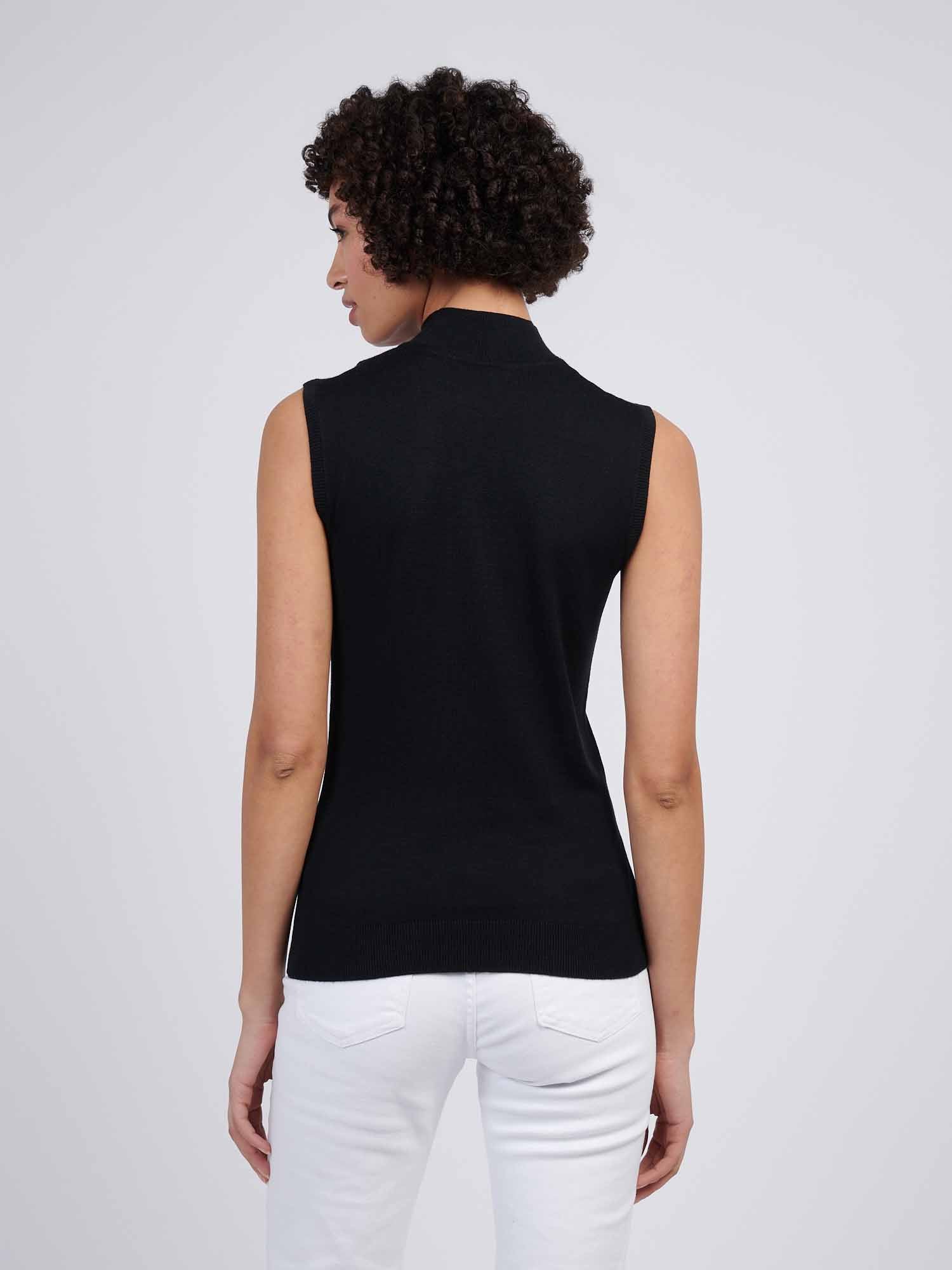 Womens Mock Neck Sleeveless Knit Black